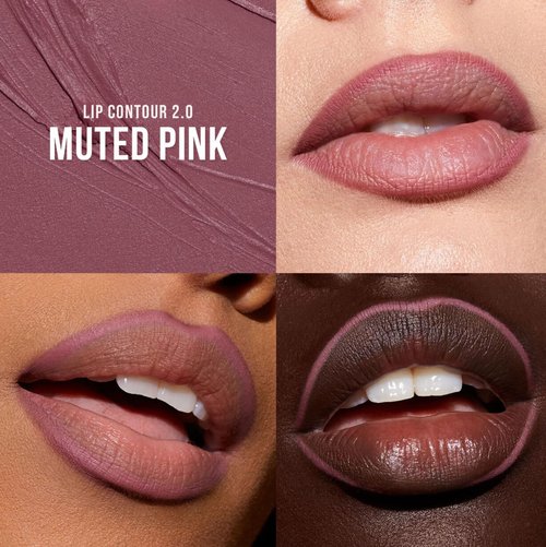 Huda Beauty Lip Contour Duo - Blushed Pinks with 2 Mini Lip Pencils in Muted Pink & Pinky Brown