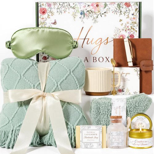 GIFTINBOX Gift Baskets for Women, Valentine's Day Birthday Gifts for Women, Get Well Soon Gift After Surgery, Spa Care Package, Self Care, Sympathy Gift Baskets Thinking of You for Mom, Sister, Wife