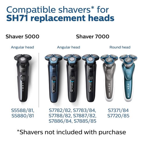 Philips Norelco SH71/52 Shaving Heads - Compatible with Series 5000 & 7000 Shavers | Latest Version