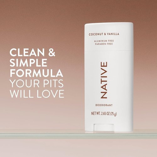 Native Deodorant - Aluminum-Free Coconut & Vanilla | 72-Hour Odor Control for Men & Women - 2.65oz