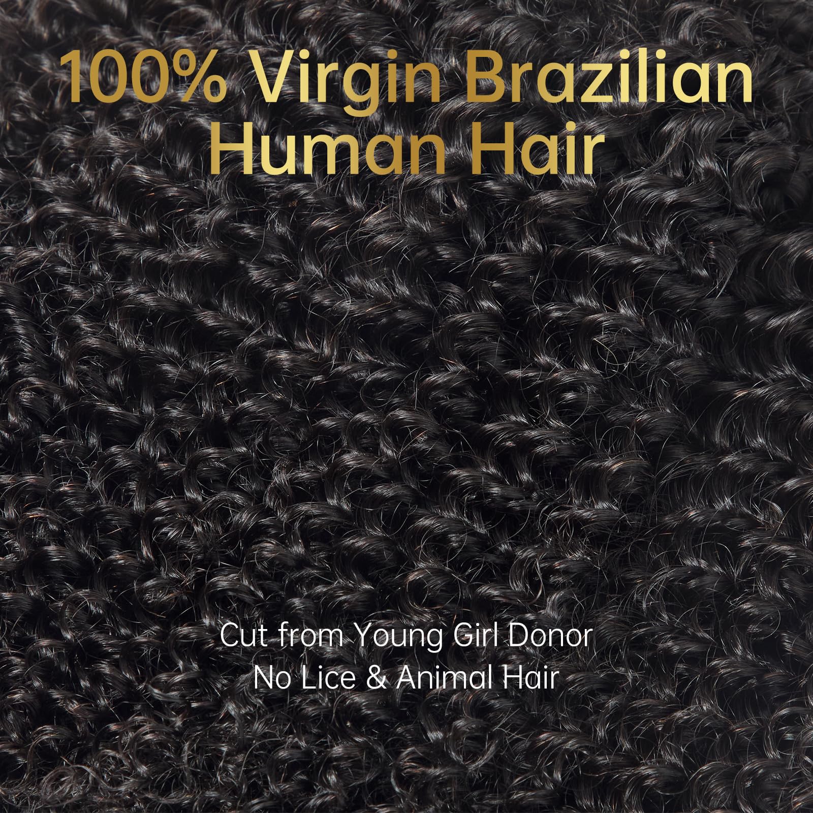 WEQUEEN Kinky Curly Human Hair Bundles Premium Virgin 100% Human Hair 3c/4a Curly Wave 14 Inch Single Bundle Natural Black