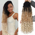 RuiYok 8 Packs 30 Inch Goddess Locs Crochet Hair Ombre Blonde Crochet Faux Locs Long Boho Locs Crochet Hair for Black Women Pre-looped Soft Locs Crochet Braids Curly Braiding Hair Extensions 1B27613#