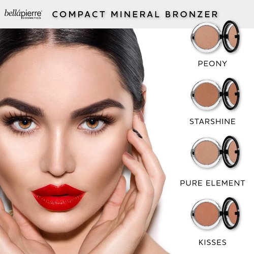 bellapierre Compact Mineral Bronzer | Beautifully Warms for a Sun Kissed Glow | Infused with Nourishing Jojoba | Non-Toxic & Paraben Free Formula - Pure Element - 0.35 Oz