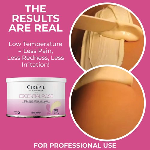 Cirepil - Escential Rose - 400g / 14.11 oz Hard Wax Tin - Creamy Stripless Wax for Sensitive Areas - Effective on Short & Shaved Hair - Professional Body & Bikini Depilatory Refill