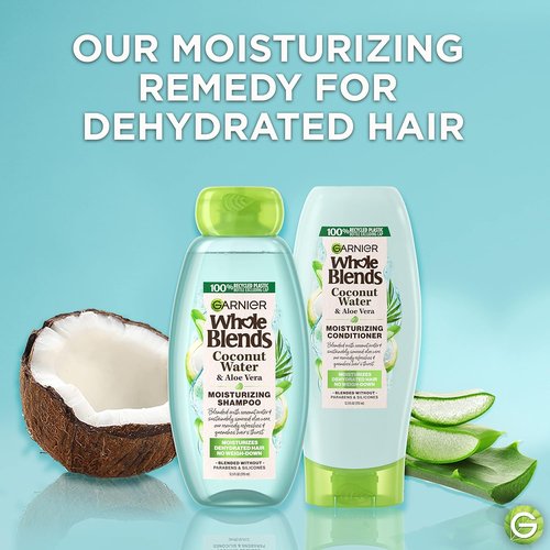 Garnier Whole Blends Coconut Water & Aloe Vera Shampoo - Refreshing Formula for Normal Hair, 28 Fl Oz