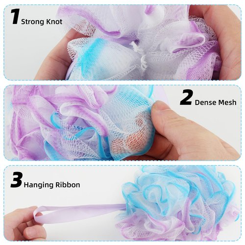 Chuya Bath Loofahs Sponges 80g XL Size,4 Pack Shower Sponge Exfoliating Cleaning Bath Loofa Body Scrubber Balls for Family Washing