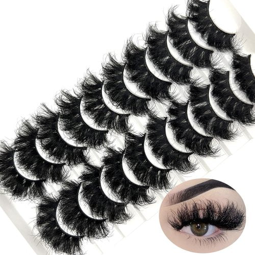 IFSOWDRA Mink Lashes Fluffy Big Dramatic Thick False Eyelashes, Soft 20mm Volume 3D Faux Mink, 20 Pairs Eyelashes Pack, 25mm Full Strip Lashes That Look Like Extensions