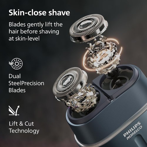 Philips Norelco Shaver 700 Series - Compact Electric Shaver with Dual Steel Precision Blades & 4D Flex Heads | Wet & Dry Shave, Travel Case, Model S794/94