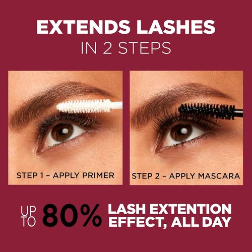 L'Oreal Paris Double Extend Tubing Mascara - Lengthening & Smudgeproof, Black, 2-Step Formula