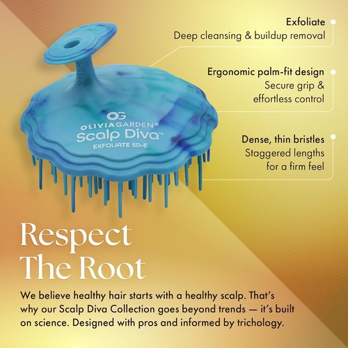 Olivia Garden Scalp Diva Scalp Care Brush - Exfoliate & Cleanse for Healthy Hair - Professional Tool for All Lengths