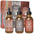 Viking Revolution Beard Oil - Natural Conditioning Oil Variety Set | Sandalwood, Unscented & Bay Rum (3 Pack, 1oz)