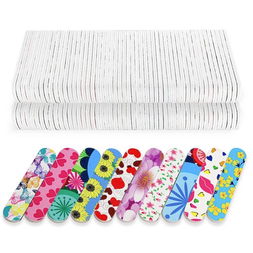 Mini Nail Files, Colorful Emery Boards for Nails Double Sided 180 Grit Emory, Gifts Bulk Fingernails Manicure Tools Shaping Buffing Smoothing Filers Cute 3.5” (100 Pcs Colorful 180 Grit 3.6 in)
