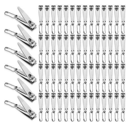 Individually Wrapped Nail Clippers in Bulk Stainless Steel Fingernail Clippers Bulk, Sturdy Thick Toenail Clippers Mini Men Women Nail Tip Cutter Trimmer for Homeless, Travel, Hotel (2 inch 50Count)