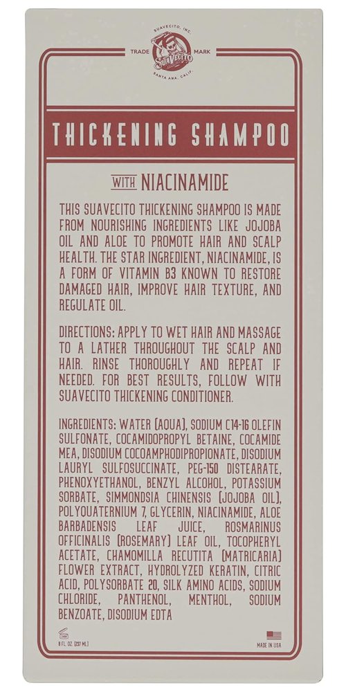 Suavecito Hair Thickening Conditioner - Niacinamide & Biotin Formula for Thinning Hair - Repairs Damage & Fights Hair Loss