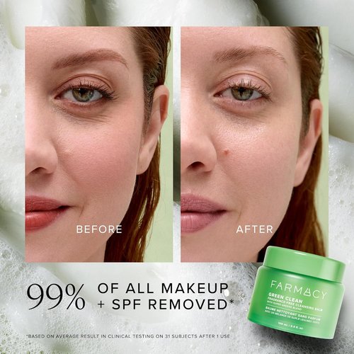Farmacy Green Clean Makeup Remover Balm - Waterproof Cleansing Oil for Sensitive Skin | Hydrates & Softens (200ml)