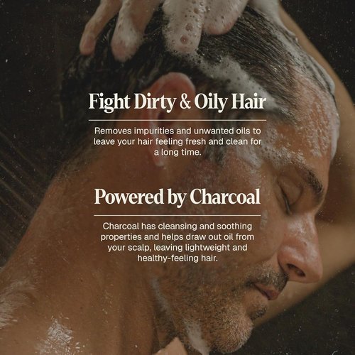 Black Wolf Charcoal-Infused Men's Shampoo | 2-Pack for Oily Hair - 12 Fl Oz Each - Deep Cleansing & Hydrating Formula
