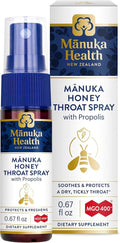 Manuka Health Manuka Honey Throat Spray - Protects & Freshens with Propolis, 0.67 fl oz, MGO 400+