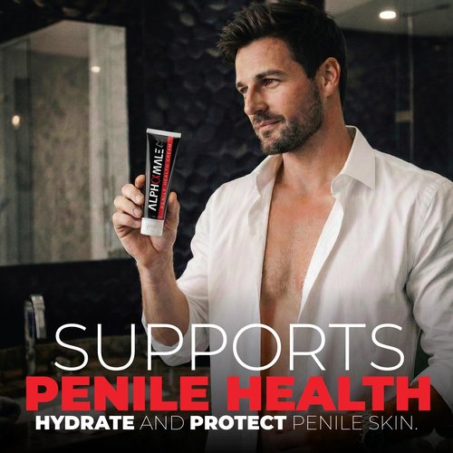 AlphaMale Premium Penile Health Creme Daily Moisturizer for Sensitive Skin - Aloe, Coconut oil, CoQ10 and Allantoin for Dry, Sensitive Skin - Fragrance-Free Cream - Made in USA - 4oz
