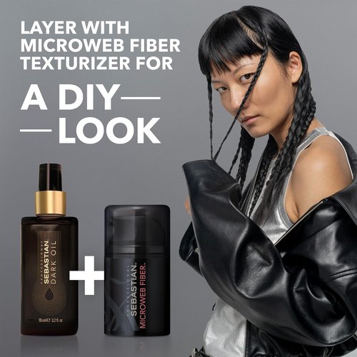 Sebastian Professional Hair Styling Set - Sleek & Slick Cocktail Dark Oil 3.2 oz + Microweb Fiber 1.5 oz | Nourishing & Flexible Texture