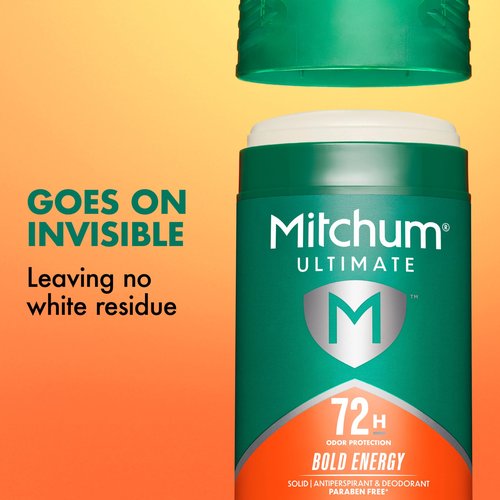Mitchum Ultimate 72H Odor Protection Men’s Antiperspirant & Deodorant, Invisible Solid, Bold Energy, 2 pack