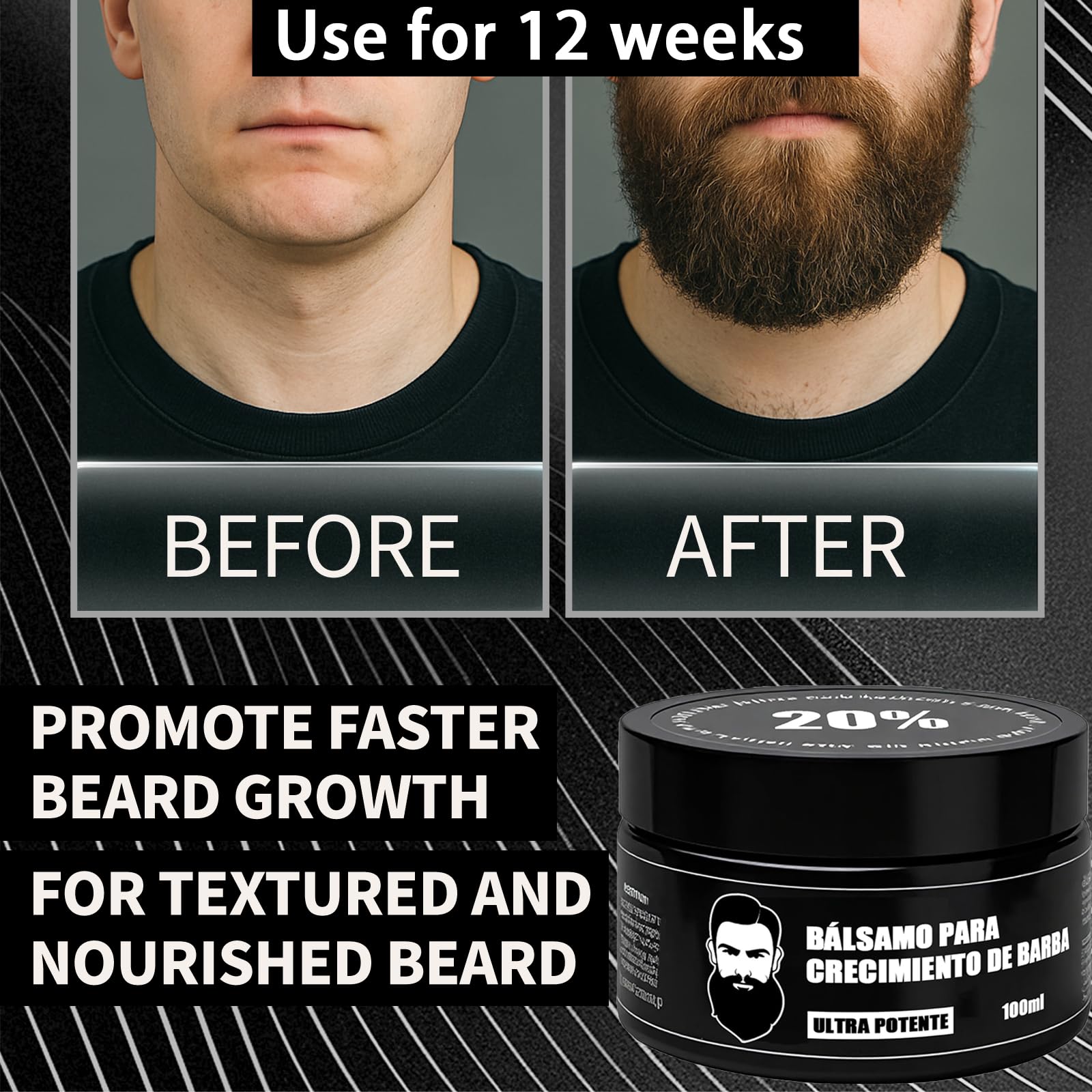 Wdvpue Estimulante de Barba, Bálsamo Para Crecimiento De Barba Ultra Potente, Barba Crema, Beard Growth Balm, Thicker, Fuller Beard & Hair 100ml/3.5oz (1)
