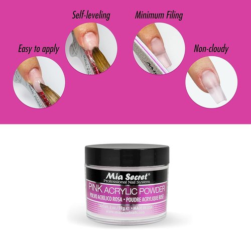 Mia Secret Pink Acrylic Powder - Professional Nail System for Stunning Manicures | 2 OZ