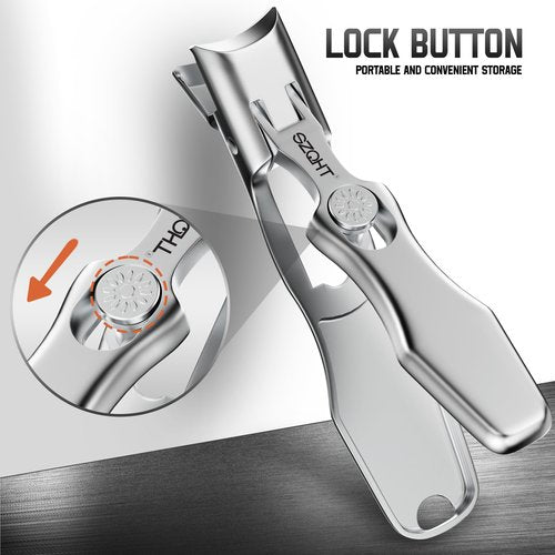 No Splash Design Nail Clippers for Thick Nails,Men,Seniors,Elder,Wide Jaw Opening Nail Cutter,SZQHT–Your Ultimate Grooming Solution for Thick Toenails Toenail Clippers and Stainless Steel Nail Files