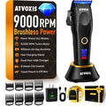 ATVOXIS Metal Body 9000 RPM Brushless Motor Professional Hair Clippers for Men: Cordless Barber Clipper with DLC Blades LED Display Fast Charging Stand Travel Pouch Maquina para Cortar Pelo De Hombre