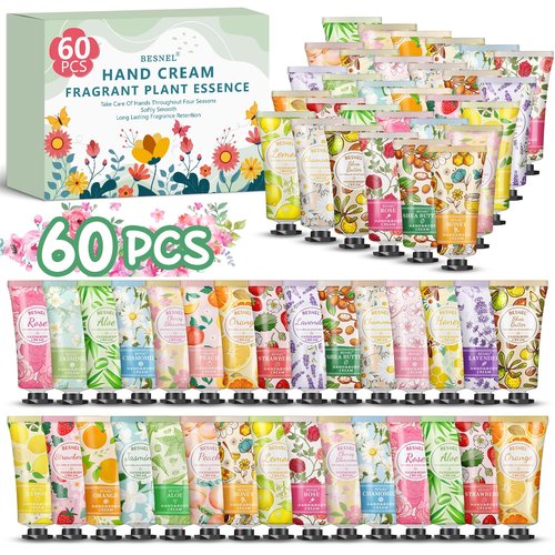 60 Pack Hand Cream Gift Set For Women, Mini Hand Lotion Travel Size in Bulk for Dry Cracked Hands, Mothers Day Gifts,Teacher Appreciation Gifts,Thanksgiving Gift, Bridesmaid Gift,Party Favors