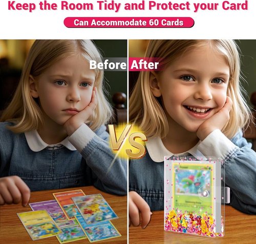 Skiennix Transparent Pink Card Binder - Cute Trading Card Holder for Kids | Holds 60 Cards, Ideal Gift for Ages 3-10