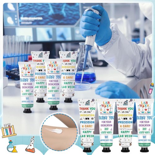 Loopeer 24 Pcs Lab Tech Week Gifts Bulk Hand Cream Set Medical Laboratory Week Appreciation Gifts Travel Size Moisturizing Hand Lotion for Lab Technician Staff Coworker