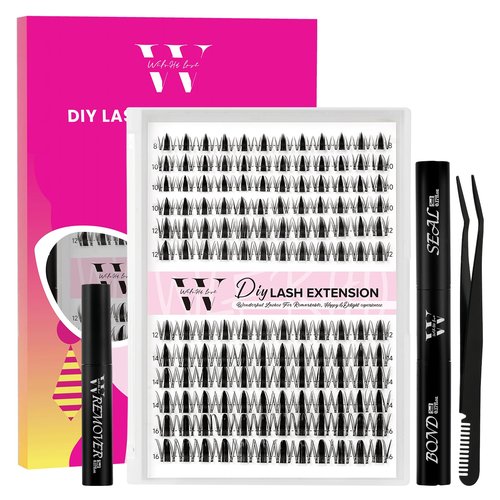 Manga Lash Clusters Kit 144PCS Fairy Eyelash Extension Kits with Bond and Seal, Fake Eyelashes Clusters with Invisible Lashes Band, Lash Glue Remover and Lash Applicators (Mix8-16mm Set11)