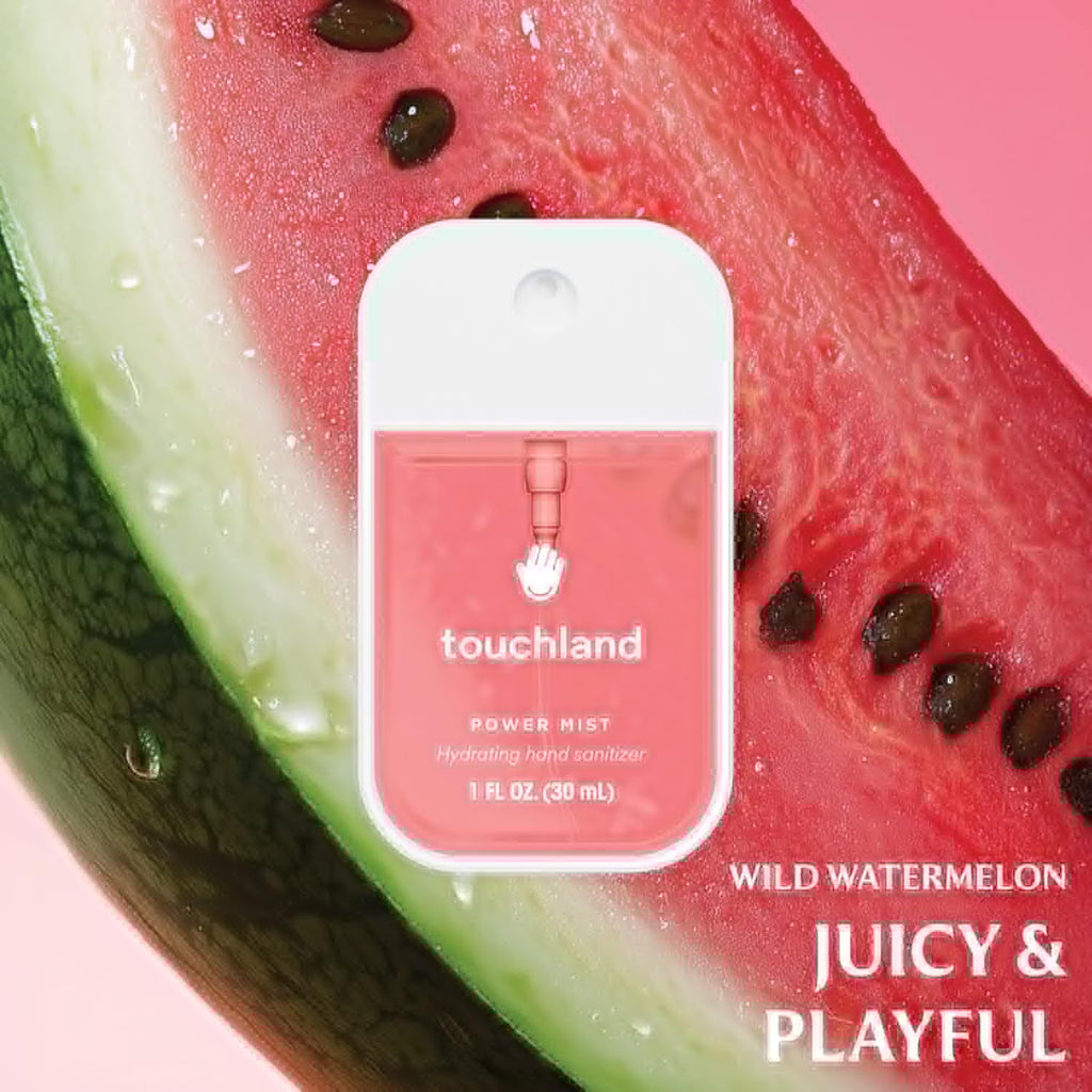 Touchland Hydrating Hand Sanitizer Spray - Dream 5 Set with Wild Watermelon & Berry Bliss | 4 Travel Size Mists (1 FL OZ Each)