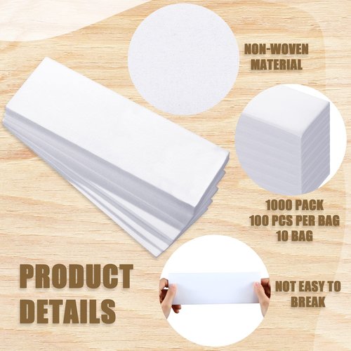 Leelosp 1000 Pcs Wax Strips for Hair Removal Non Woven Skin Body Facial Bikini Beauty Waxing Sheets Soft Wax Strips Paper Hair Removal Patch for Women Men Arms Legs Back Body Underarm Eyebrow Armpit