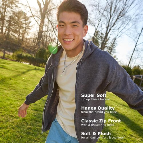 Hanes Men's Zip-Up Hoodie - EcoSmart Fleece Full-Zip Sweatshirt | Comfortable & Stylish