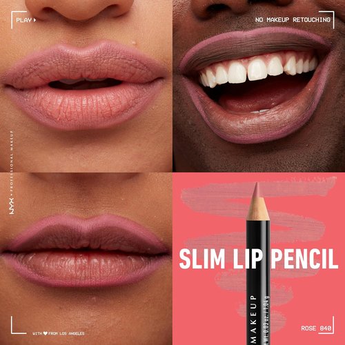 NYX PROFESSIONAL MAKEUP Slim Lip Pencil - Long-Lasting Creamy Lip Liner in Rose Shade
