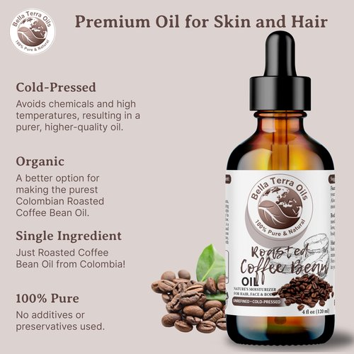 Bella Terra Oils – Roasted Bean Oil 8 oz – Pure Extract from Roasted Seeds, Enriched with Fatty Acids, An Elixir for Skin
