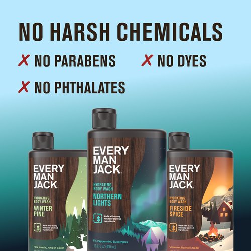 Every Man Jack Men's Body Wash Gift Set - 3 Invigorating Winter Scents - Deeply Cleans, Hydrates with Naturally Derived Ingredients - 13.5 oz (3 pack)