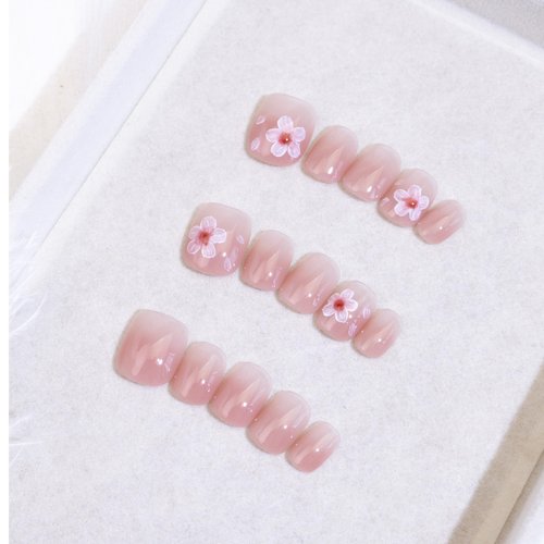 Light Rain Large Size Hand-made Press on Nails, 3D Gel UV Finished False nails with Design by Professional Manicurist