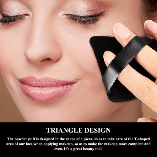 Maitys Triangle Powder Puff Set - 12 Soft, Washable Makeup Sponges for Loose Powder | Black & White