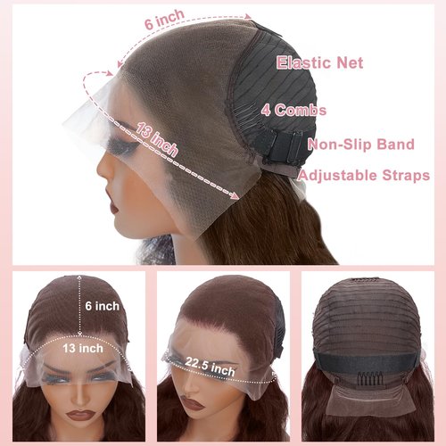 BOSTK 200 Density Chocolate Brown Human Hair Wig 13x6 Hd Lace Front Body Wave Wigs Human Hair Pre Plucked 4# Brown Wigs Human Hair 12 Inch for Women