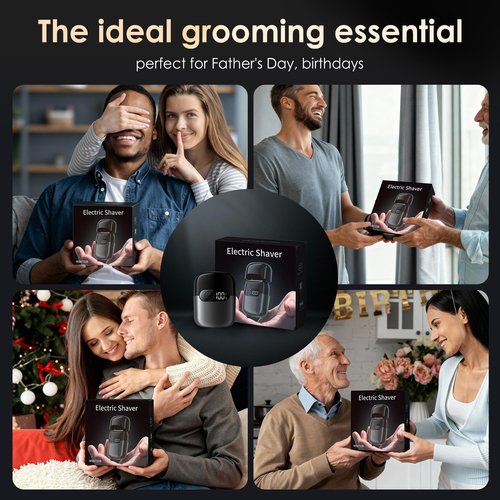 Electric Razor for Men, Foil Shaver and Beard Trimmer for Dry and Wet,Battery LED Display USB-C Fast Charge, IPX7 Waterproof Portable Travel Shaver (Charcoal Black)
