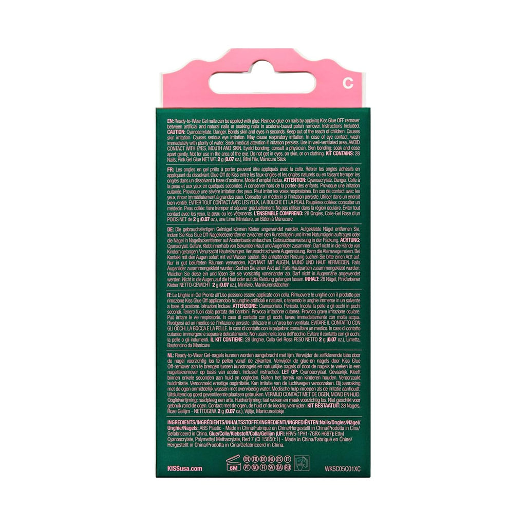 WICKED X KISS Press On Nails - Pink Perfection | Short Oval, Waterproof & Chip Proof, 28 Nails Set