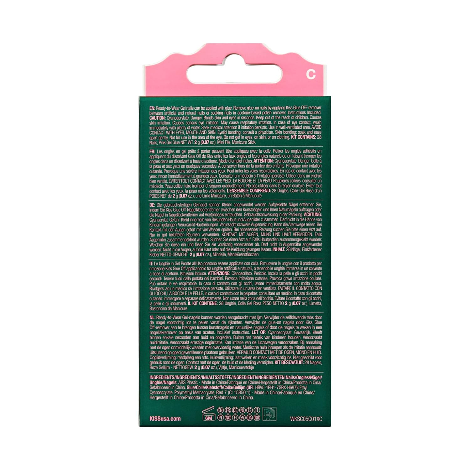 WICKED X KISS Press On Nails - Pink Perfection | Short Oval, Waterproof & Chip Proof, 28 Nails Set