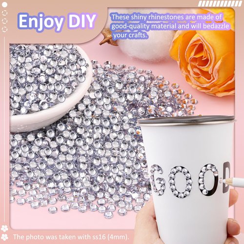 1500Pcs 6mm Resin Rhinestones with 1Pcs 10ml B7000 Jewelry Glue for Crafting, Clear Large Amount Flatback Gems, Bedazzling Crystal Bulk for DIY Crafts Clothing Tumblers Shoes Nail Art Fabric