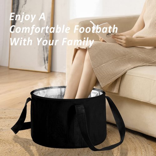 JSVSLTD Foot Bath Basin 20L Collapsible Bucket, Portable Foot Soak Tub Feet Soaking Bucket for Outdoor Travel, Camping, Fishing(Black)