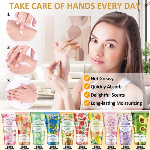 KONEUK 64 Pack Moisturizing Hand Cream Set, Easter Basket Stuffers, Bulk Hand Lotion Travel Size for Dry Cracked Hands, Mini Hand Cream for Mom Gifts, Gifts for Mom, Thank You Gifts
