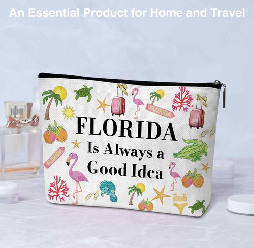 Florida Souvenirs and Themed Gifts Makeup Bag, Beach Summer Travel Cosmetic Bags, Cute Birthday Gift Makeup Pouch for Women and Girls - B17