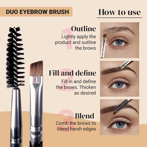 KESHIMA Eyebrow Brush Duo - Premium Angled Brush & Spoolie for Precision Eye Makeup Application