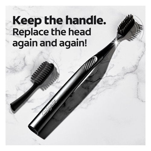Colgate Keep Charcoal Replaceable Head Toothbrush Starter Kit, 2 Brush Heads